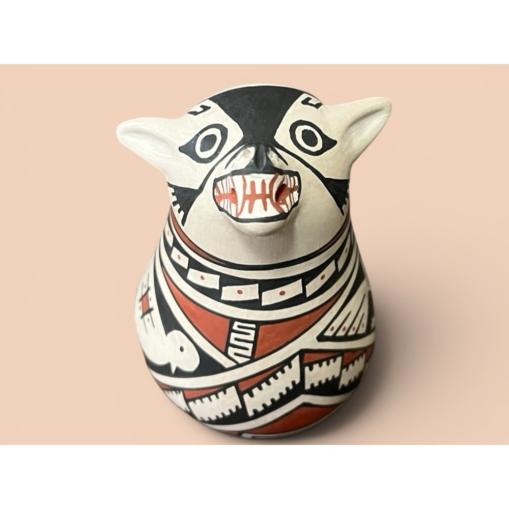 Mata Ortiz Pottery Coyote Effigy Lourdes Villalba Paquime Folk Art Ornament Clay